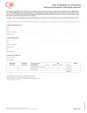 Declaratieformulier Vervoerskosten Pgb