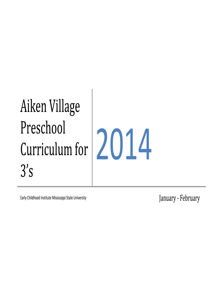 Get and Sign Aiken Village Preschool Curriculum for 4s Form 2014-2022