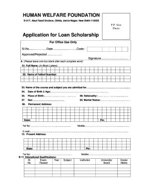 Human Welfare Foundation Scholarship Form PDF