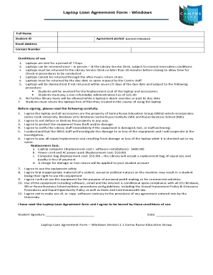 Laptop Loan Agreement Template  Form