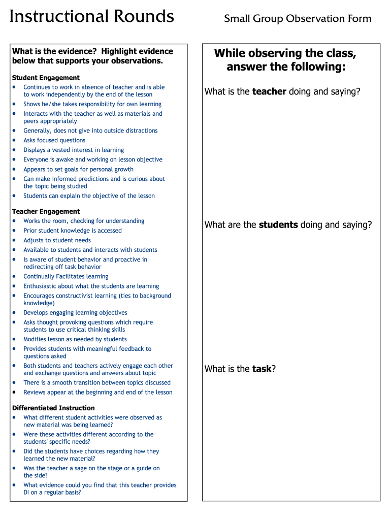  Instructional Rounds Template PDF 2013-2024