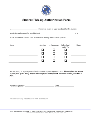 Student Pick Up Form