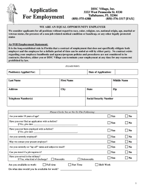 Disc Village Application  Form