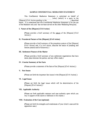 Mediation Statement Example  Form