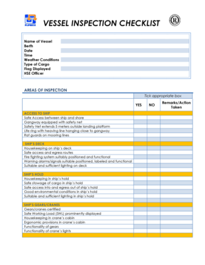 Vessel Inspection Checklist PDF  Form