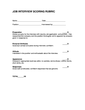 JOB INTERVIEW SCORING RUBRIC Michigan State Agriscience Msu  Form