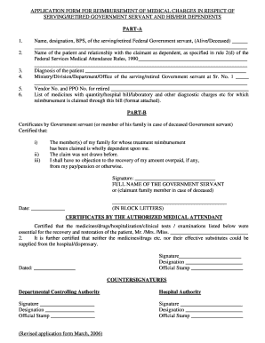 Application Form for Reimbursement of Medical Charges