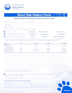 History Diet Form