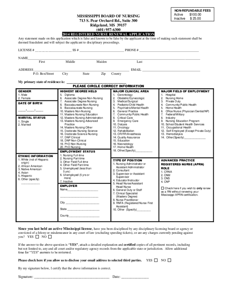  Ms Board of Nursing Lpn Renewal 2014-2024