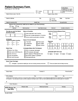 Patient Summary Form