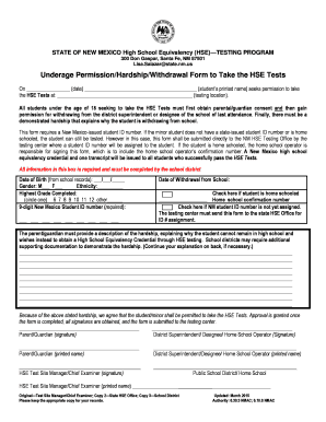  Underage Permission Form New Mexico State Department of 2015