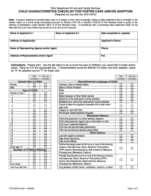 Adoption Medical Checklist  Form