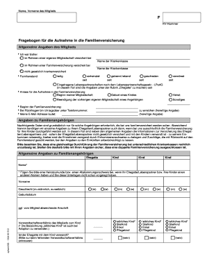 Fragebogen Zur Berpr Fung Der Familienversicherung Aok Ausf Llen  Form