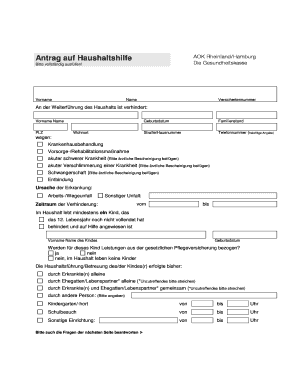 Antrag Auf Haushaltshilfe AOK RheinlandHamburg  Form