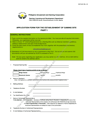 Gs Form No 1a Pagcor No Download Needed