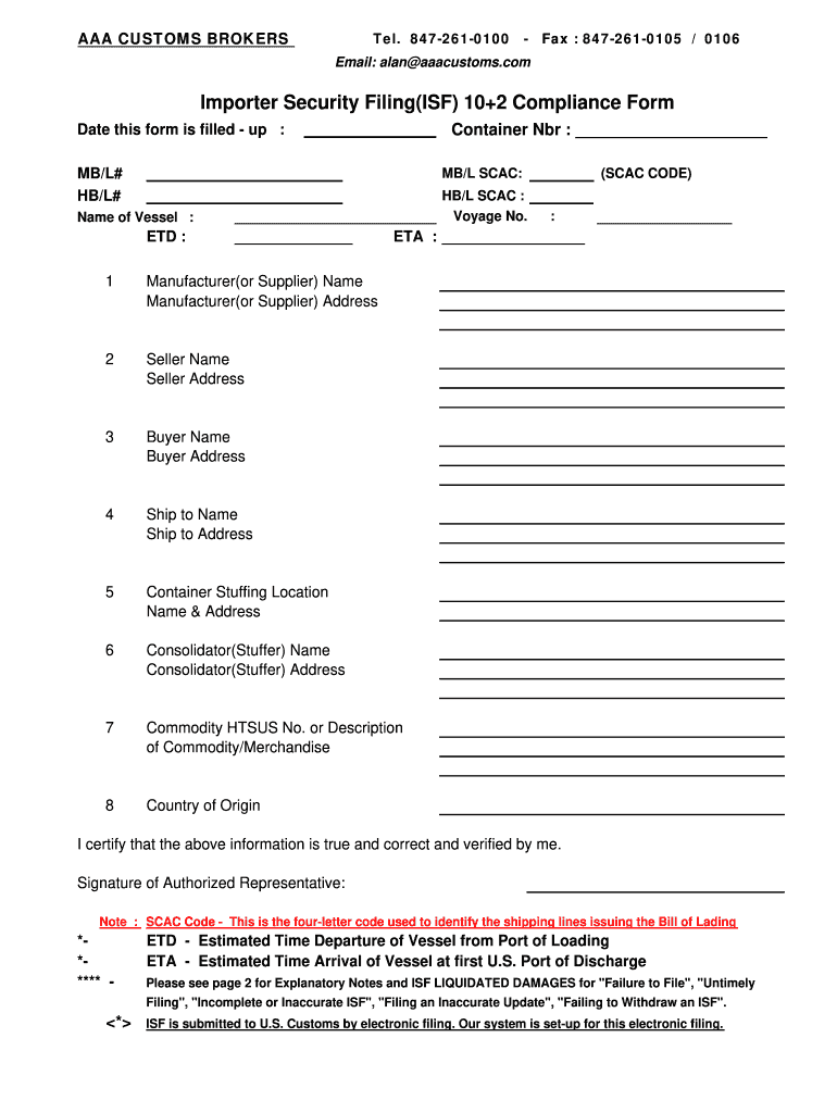 Isf Form