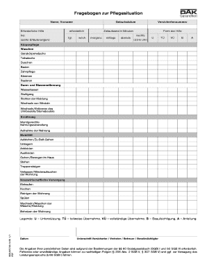Mdk Fragebogen Zur Pflegebegutachtung PDF  Form