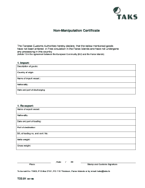 Non Manipulation Certificate  Form