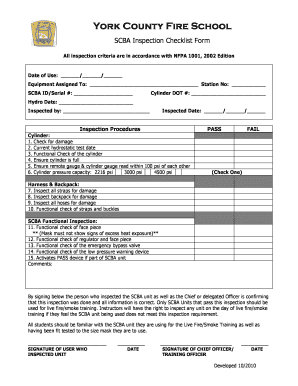 Scba Inspection Checklist  Form