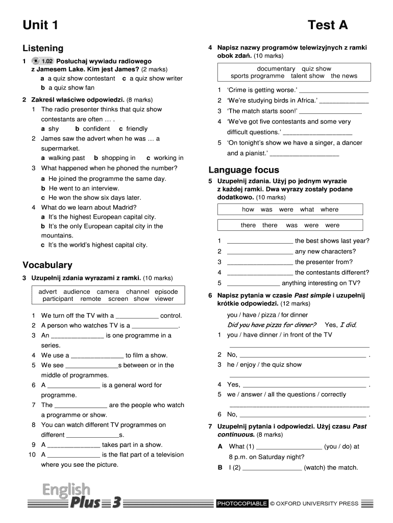 English Plus 3 Second Edition Tests  Form