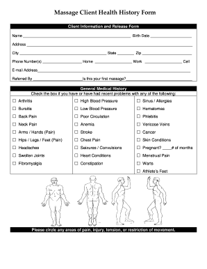 Massage Health History Form DOC