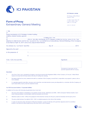 Proxy Form on ICIP Letterhead ICI Pakistan
