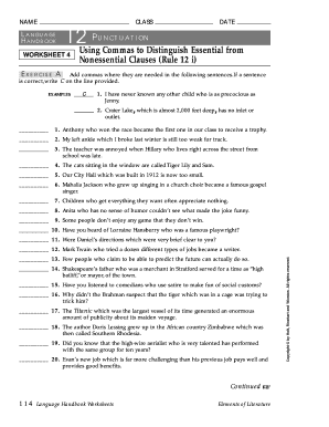 NAME CLASS DATE 12 Punctuation Using Commas to  Form