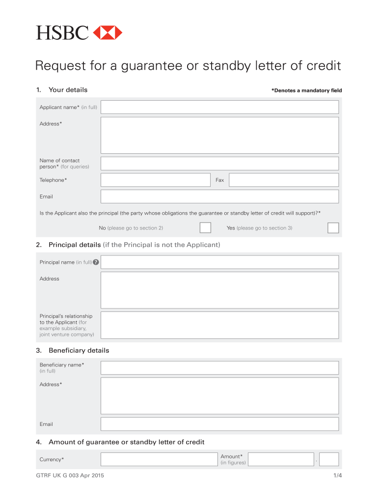  Standby Letter of Credit Sample Hsbc 2015-2024