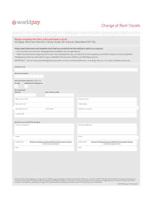 Of Bank Details Form