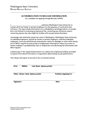 Reference Check Authorization Form Human Resource Services Hrs Wsu 2010-2025