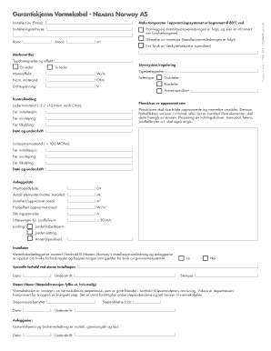 Nexans Varmekabel Skjema  Form