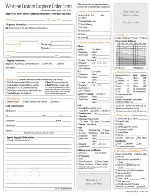 Westone Earmold Order Form