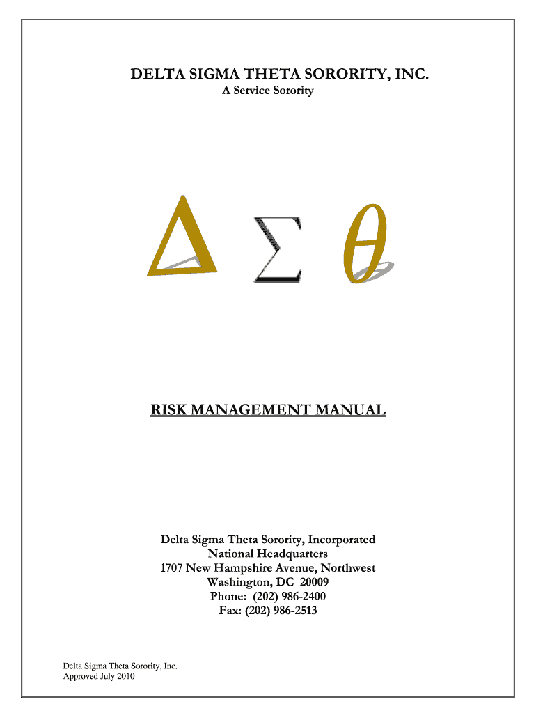  Risk Management Manual Delta Sigma Theta Sorority Inc Deltasigmatheta 2010