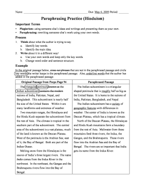 Paraphrasing Practice Hinduism  Form