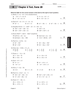 Chapter 2 Test Form 2b Answer Key