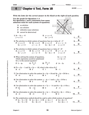 Glencoe Algebra 1 Chapter 3 Test Form 2a Answer Key Fill Out And