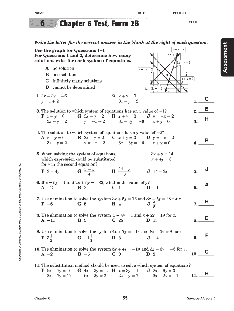 Chapter 6 Test Form 2b Glencoe Algebra 1