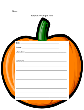 Pumpkin Book Report Worksheet  Form