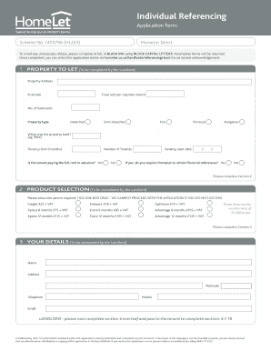  Private Landlord Referencing Application Form HomeLet 2014-2024