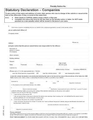  Penalty Notice Statutory Declaration Companies 2012