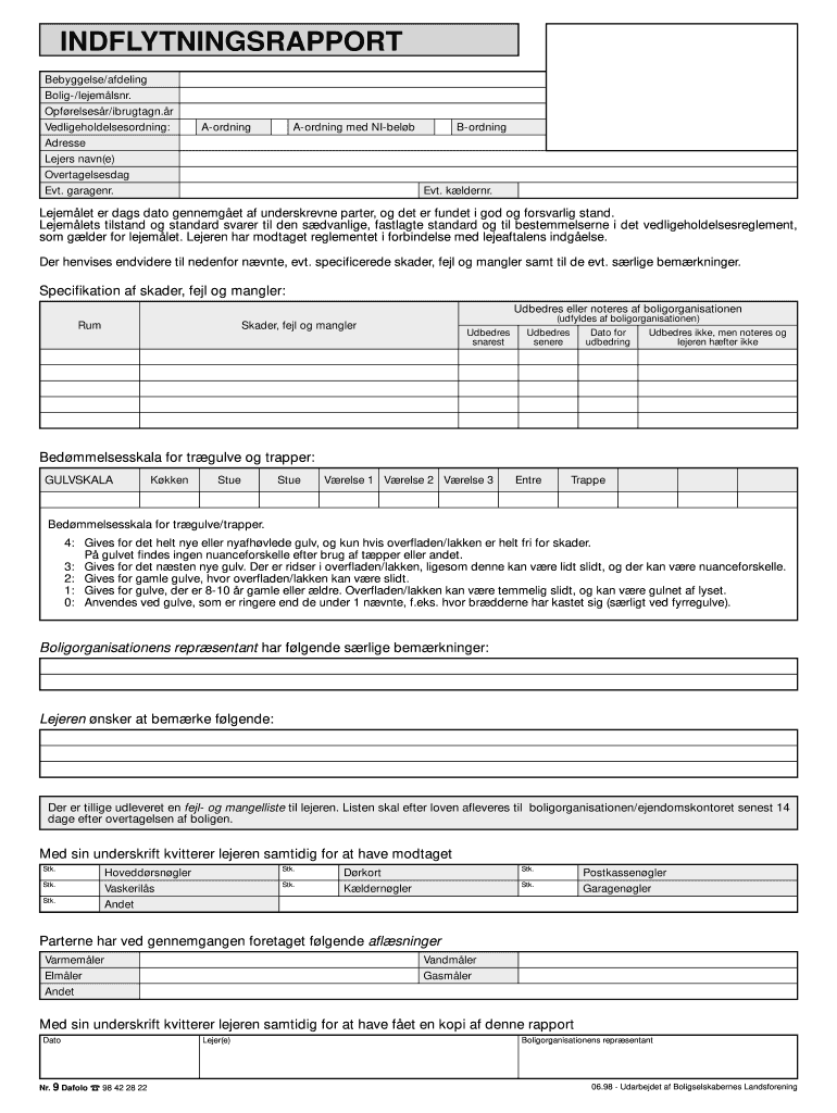 Flytterapport PDF  Form