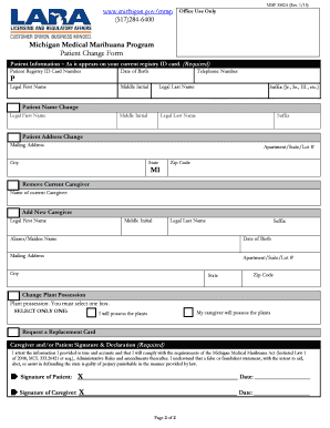 Patient Change Form State of Michigan Michigan