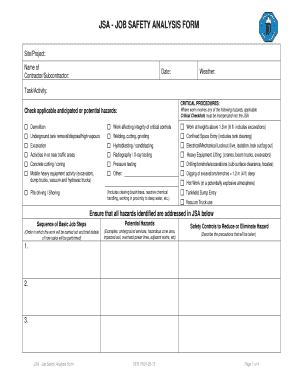 JSA JOB SAFETY ANALYSIS FORM Welcome to POST Posttraining