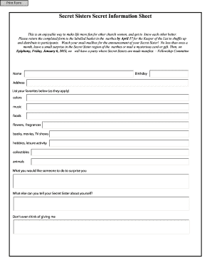 Secret Sister Forms Fill Out And Sign Printable Pdf Template Signnow