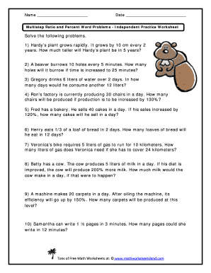 Multi Step Percentage Word Problems Worksheet PDF  Form