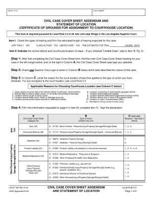 Civil Case Cover Sheet  Form