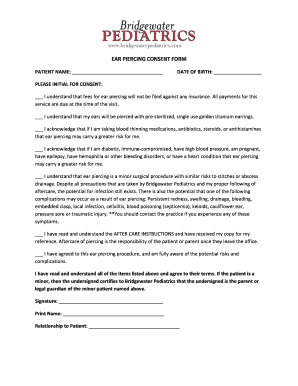 Ear Piercing Consent Form