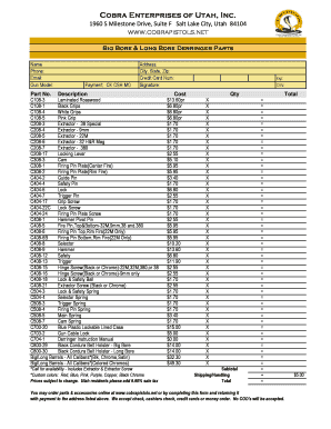 Cobra Firearms Parts  Form