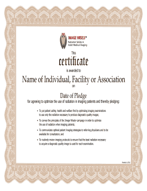 Image Wisely Pledge Certificate  Form