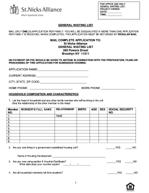 St Nicks Alliance Housing Application  Form